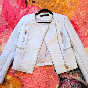 Zara Faux Leather Jacket in Blue